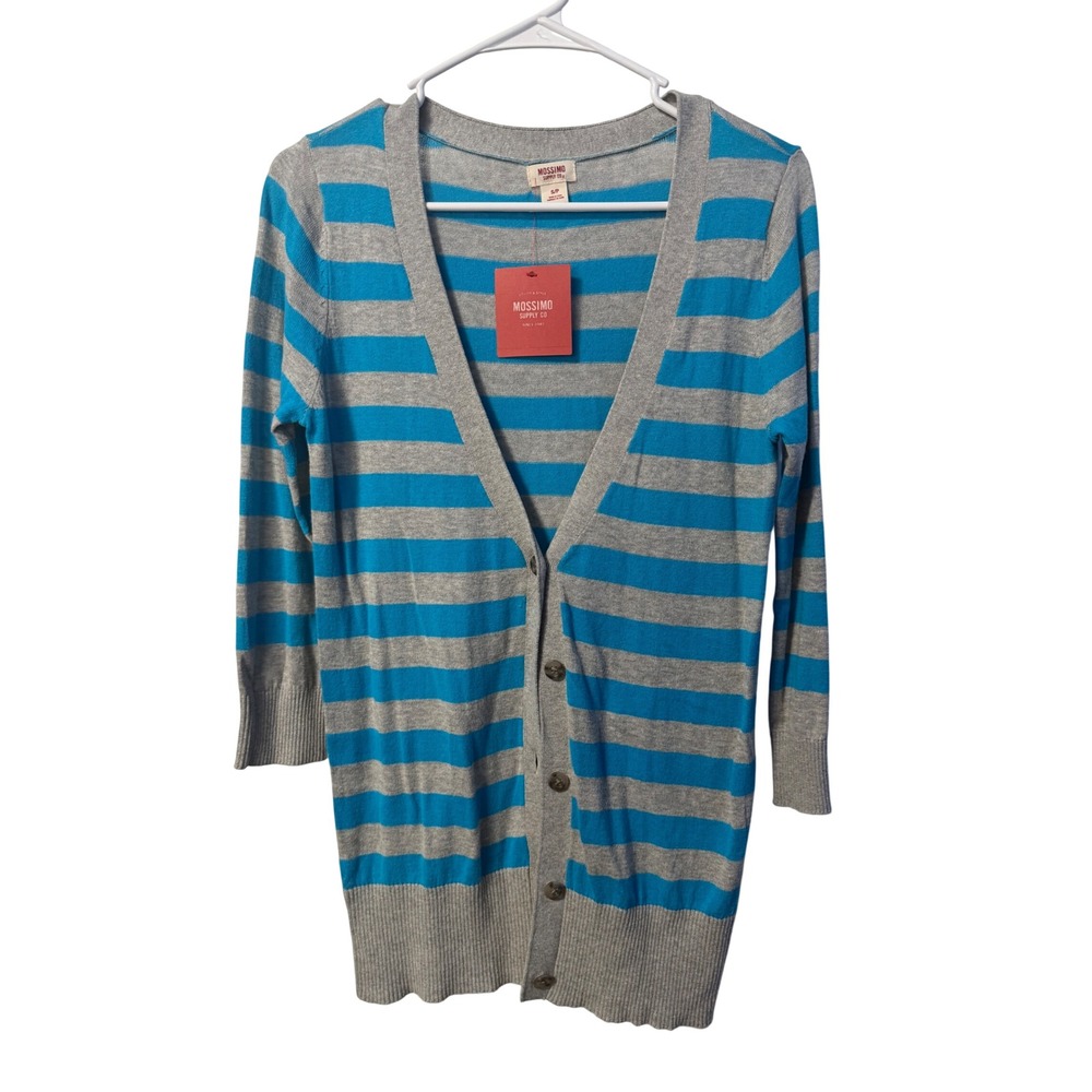 Mossimo Cardigan Womens S Blue Gray Striped New with Tags